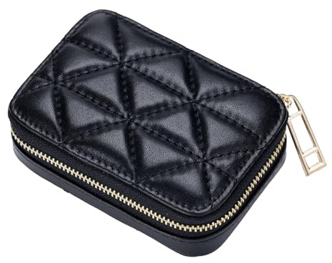 Fonowx Custodia per rossetto con borsa per trucco da viaggio a specchio, portatile, resistente per la borsa, porta rossetto per regalo di Capodanno, donne, nero