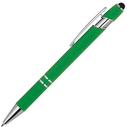 10 Touchpen Kugelschreiber aus Metall / mit Muster / Farbe: grün