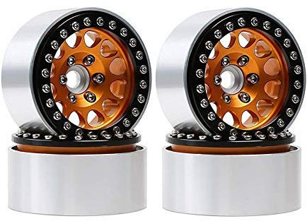 TIANHEY Suading 4Pcs 1/10 Rc Crawler Aluminium 2.2 Beadlock-Felgen Für Axiale Scx10 Capra Wraith 90048 90018 Trx4, Gelb, Sicher Und Komfortabel