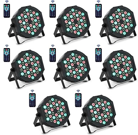 Stage Lights 36LED 72W Disco Lights RGB DMX512 with Remote Control, Par Light 7 Modes Stage Lighting Effect DJ Lights for Party Bar Club Wedding Halloween Christmas (8PCS)