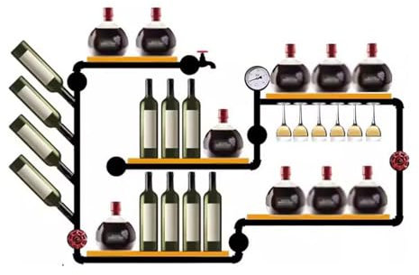 Scaffale porta bottiglie di vino Portabottiglie for vino Tubo dell'acqua in ferro Stile industriale creativo Dispositivo di raffreddamento del vino Mensola decorativa a parete for la casa portabottigl