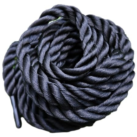 Fat-catz-copy-catz 1x Pair Unisex Black Chunky Natural Cotton Thick Rope Cord Shoe, Sneaker, Trainer Fashion Laces - 150cm Length 7mm Width