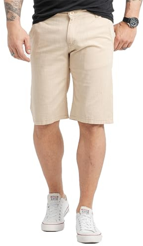 Rock Creek Herren Shorts Leinenshorts Chino Bermuda Sommer Shorts Regular Fit Leinen Kurze Hose Stoff Shorts Sommerhose RC-2370 Sand W44