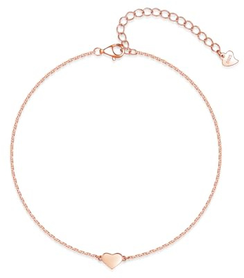 Deyanse Bracelet de cheville pour femme Sillber, chaîne de cheville infini, cœur / cœur, bracelet de cheville en argent sterling 925 pour femme, bracelet de plage d'été, bracelet de cheville, étanche