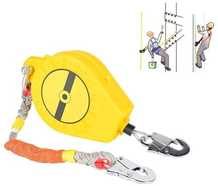 LIROPAU Höhensicherungsgerät, 10M Absturzsicherung mit Automatischer Sperrfunktion, Tragbar Fallschutz, Klettern Sicherungsgerät Einziehbar Absturzsicherung Maximale Belastung 150kg