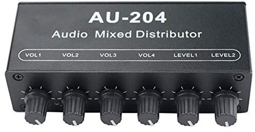 iFutniew Mixer stereo audio (2 ingressi 4 uscite) Push Four cuffie o amplificatori di potenza esterni Controllo del volume