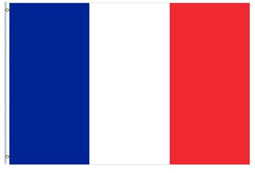 Bandera grande de Francia de 1.5 m x 0.9 m, doble cara con ojales de latón, color vivo y resistente a la decoloración UV, bandera nacional francesa para decoraciones Oly 2024, decoración de jardín,