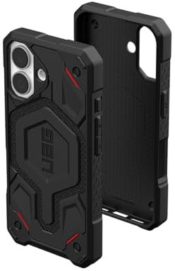 URBAN Armor Gear Monarch Pro Case kompatibel mit Apple iPhone 16 Hülle (Wireless Charging/Magnetische Aufladung kompatibel, 5-Schichten Schutz) Kevlar schwarz
