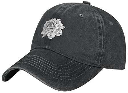 Baseballmütze Dahlie Baseballkappe Für Herren Damen Atmungsaktiv Freizeit Mütze Sonnenschutz Denim-Hut, Für Jungen, Reisen, Golf, 55-59Cm