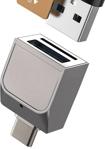 Adaptateur USB C vers USB Micro SD Lecteur Carte (2 en 1) pour iPhone 16 15 Pro Card Reader Compatible avec Samsung pour Apple Mémoires Externes Compact Flash OTG TF Type C Accessoires D'ordinateur