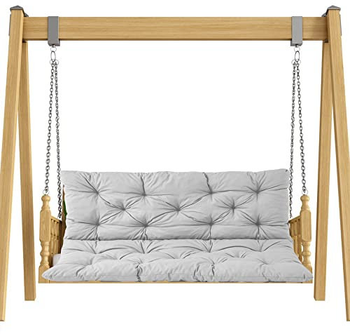 Dickes Sofakissen für Innenmöbel, weiches Bankkissen mit Rückenlehne, 2- und 3-Sitzer, Terrassenmatte für Esszimmer, Küche, Zuhause, rutschfeste Bänder, 120 x 100 x 8 cm (Hellgrau)