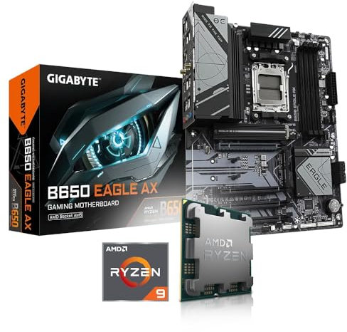 Memory PC Kit de actualización Ryzen 9 9900X 12 x 4,4 GHz, placa base WiFi GIGABYTE B650 Eagle AX Be Quiet! Dark Rock 5 (montada, incluye actualización Bios y control de funciones)