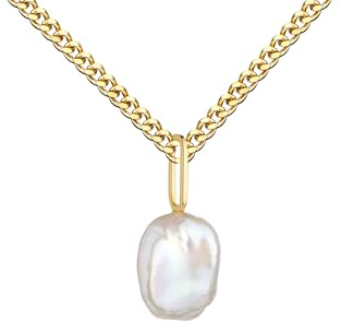 JEVELION Anhänger 333 Gold mit Keshi-Perle für Damen und Kinder. Perlenanhänger mit Kette oder ohne Kette wählbar