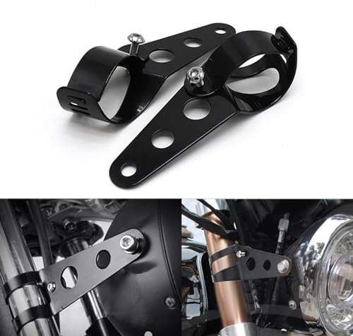 HQTS Motorrad Scheinwerferhalter Gabeln Universal 38mm-51mm, Halterung für Scheinwerfer Motorrad Halterung Clip Schwarz
