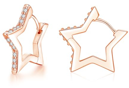 Cangall Creolen Silber 925, Silber Damen Ohrringe Creolen mit 5A Cubic Zirkonia, Sterling Silber Geometrisch Ohrringe in Rhombus/Stern/Triangel Form, Knorpel Schlafen Ohrringe Silber für Mädchen