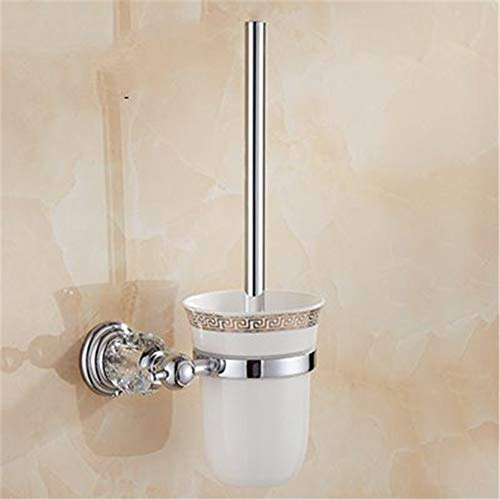 Elegantes, modernes Kristall-Badezimmer-Accessoires-Set mit Silber-Polier-Chrom-Finish, Konstruktion aus massivem Messing, inklusive Toilettenbürstenhalter, stilvolles Badezimmer-Hardware-Set
