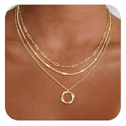 VIROMY Gold Halskette für Frauen - 14k Vergoldet Kette Zierlich Geschichtet Einfach Stapelbar Anhänger Halsketten Fischgrät Cuban Paperclip Kette Choker Gold schmuck für Frauen