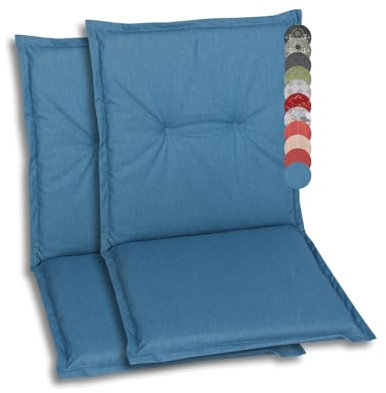 GO-DE Textil Bequeme und attraktive Polsterauflagen für Niederlehner-Gartenstühle (2er-Set, Design: Uni Blau)