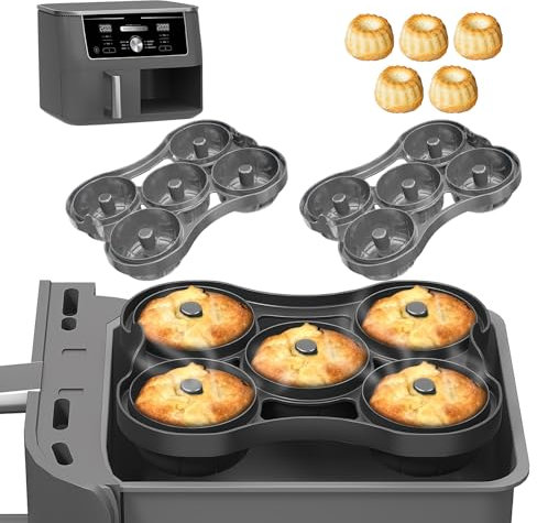 FJNATINH Airfryer Zubehör Doughnuts Baking Mould,Ninja Air Fryer Accessories,Compatible with Ninja AF400EU, AF451EU, SL400EU and AF500DE,Reusable,2 Stück Grau