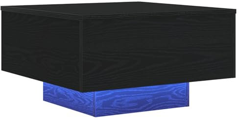 vidaXL Moderner Schwarzer Eichen-Couchtisch 55 X 31 cm Innennutzung Massivholz Mit Matter Oberfläche Ideal Für Wohnzimmer Für 4 Personen Quadratische Möbel Wohnaccessoire Stylisch Vielseitig