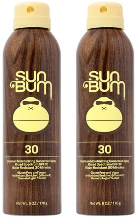 Sun Bum Original SPF 30 Sunscreen Body Spray - Broad Spectrum Moisturizing Sunscreen with Vitamin E - Hawaii 104 Act Compliant (Made without Octinoxate & Oxybenzone) - 6 oz (Pack of 2)