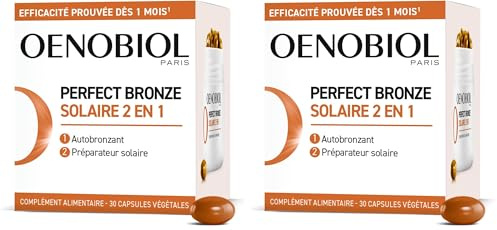Oenobiol - Perfect Bronze Solaire 2-en-1 - Autobronzant et Préparateur Solaire - Efficacité Prouvée dès 1 Mois - Programme 1 Mois - 30 Capsules (Lot de 2)