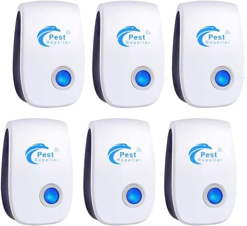 Repelente Ultrasónico de Plagas, 6 Pack Electrónico Repelente Mosquitos Insectos Control de Plagas,Repelente Ultrasónico Ratas para Moscas, Mosquitos, Ratones,Cucarachas, Arañas, Hormigas,Insectos