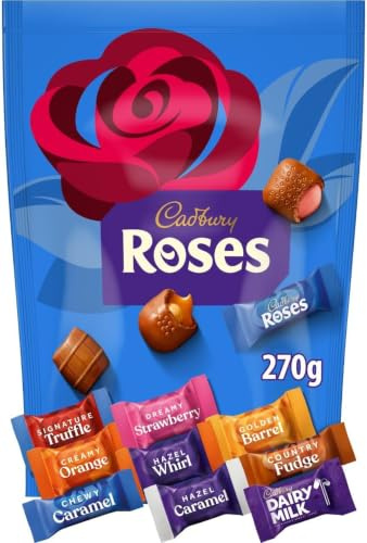 Cadbury Roses Chocolate Pouch, Assorted Chocolates, 270 g (Pack of 1) | Perfect Christmas Treat, Assorted Flavours, For Sharing & Gifting