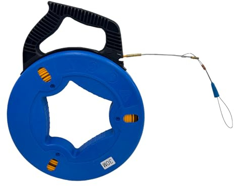 30m 4mm Fish Tape Kabeleinziehhilfe, Glasfaser Einziehspirale, Kabelziehwerkzeug für Elektroverkabelung, LAN & Rohre, mit Aufbewahrungskoffer