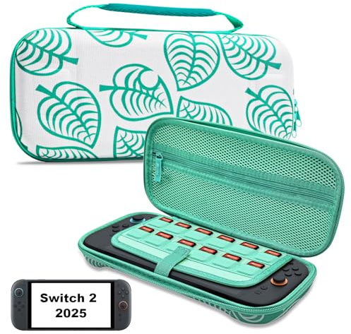 Tasche für Nintendo Switch 2 2025, Große Kapazität Switch 2 Tasche für Konsole und Zubehör Süße Tragetasche Stoßfest & Kratzfest Aufbewahrungstasche Tragbare Reisehüllen Hart Hülle Schutz, Grün
