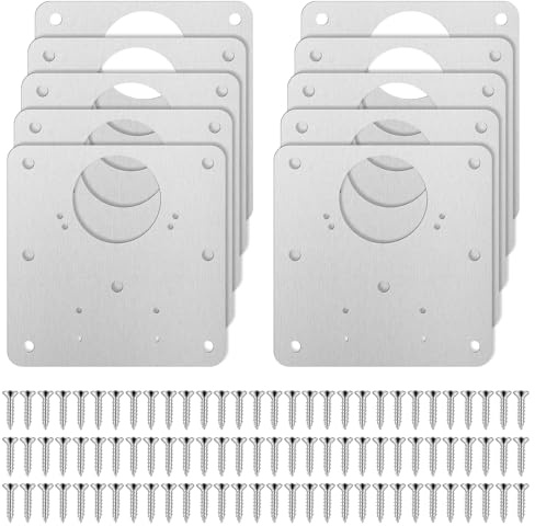Scharniere Reparaturplatte 10 Stück Scharnier Reparaturset Seitenscharnierplatte mit 60 Stück Schrauben Edelstahl Scharnier Reparaturset für Schrank Wohnmöbel Schublade Kisten Fenster