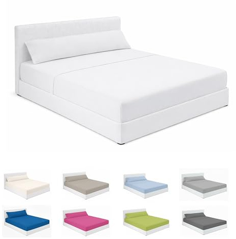 SABANALIA Sábanas Hostelería Hotel Cama 80x190 50% Algodón 50% Poliéster | Juego de Sábanas 3 piezas: encimera 150x270, bajera 80x190/200+27, almohada 100x45 cm. Color Blanco.