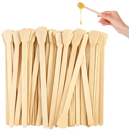 100pcs Disposable Wooden Wax Sticks, Eyebrow Waxing Sticks, Small Wax Spatulas, Waxing Applicators for Facial, Lip & Eyebrow Hair Removal, Wood Waxing Spatulas for Salon & Home Use
