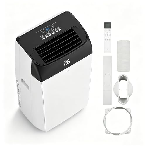 Climatizzatore Portatile 3 in 1 12000 BTU Raffreddamento Ventilazione e Deumidificazione Fino 45 l/Giorno, Funzionamento Silenzioso Display LED, Telecomando e Timer 24 Ore Tubo Di Scarico Incluso