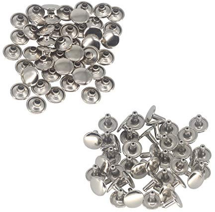 Trimming Shop 100 X 12mm Dos Piezas de Doble Cara Remaches Tubulares - Resistente Decorativo para Bolsos Jeans,Correas,Collares Perro,Piel Manualidades - Robusto Cierre Costura y Prendas Reparación