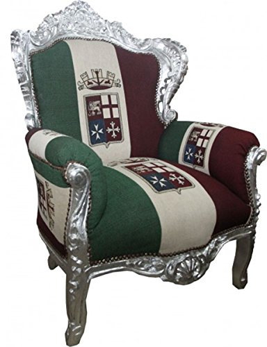 Casa Padrino Sessel King Italien/Silber 85 x 85 x H. 120 cm - Italien Barock Sessel