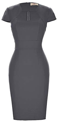 GRACE KARIN Damen 50S Weinlese-Bleistift-Kleid mit Flügelärmeln Wiggle Kleid Klein Dunkelgrau