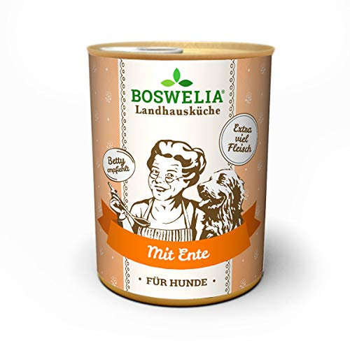 Betty´s Landhausküche Dose Nassfutter Hund, getreidefrei, Beste Qualität, hochwertiges Fleisch, schonend gegart, Bettys, für alle Hunderassen geeignet, Ente 400 g