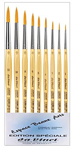 Da Vinci Série 303,Set de 9 Pinceaux Rond Synthetique de da Vinci, 1, 2, 3, 4, 5, 6, 8,10,12. pour Aquarelle, Huile et Peinture Acrylique