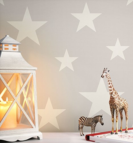 NEWROOM Kindertapete Grau Sterne Kinder Vliestapete Weiß Vlies Kindertapete Kinderzimmer Babytapete Babyzimmer