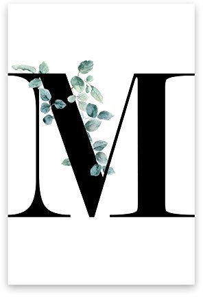 Kunstdruck Poster Bild Druck Motiv: Buchstabe M Ranken Blätter Design 40x50cm