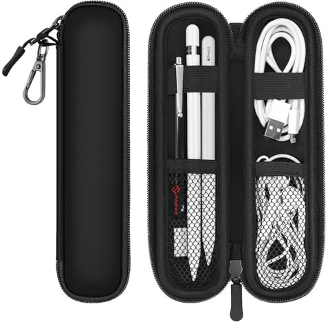 FINTIE Stifthalter Tasche für Apple Pencil Pro/USB-C & Apple Pencil 1./2. Gen, Kratzfeste weiche Hülle aus Neopren, Schutzhülle Cover Pouch mit integriertem Reißverschluss und Ablagefach, Schwarz