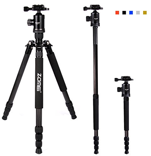 ZOMEI Z818C Cámara Digital portátil de Fibra de Carbono y videocámara Trípode Soporte monopie con Cabeza esférica para Todos Canon Sony Nikon Samsung Panasonic Olympus Kodak Fuji