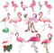 Flamingo-Aufnäher zum Aufbügeln, bestickte Motive, verschiedene Größen, Dekoration, Aufnäher, für Jeans, Jacken, Kinderkleidung, Taschen, Mützen, Kunsthandwerk, Nähen, 15 Stück