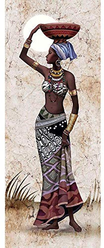 Andifany Needlework Diamond Painting Diamond Embroidery Full Round Drill Rhinestone Picture Home Decoration,African Woman's Head Fruit Basket