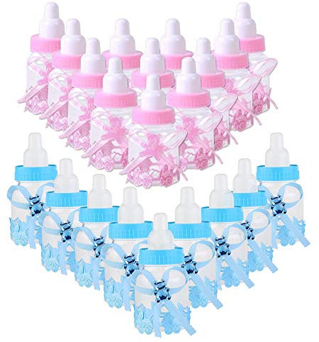 Snowtain 24 Stück Flaschen Geschenk Box - Gastgeschenke Baby Shower Taufe - Candy Flasche Schnuller Milchflasche