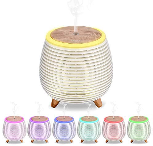 Mini Diffusore di Oli Essenziali 90 ML, CkeyiN Umidificatore ad Ultrasuoni con Luce a 7 Colori, 2 Modalità Nebbia, Diffusore di Aromi per Camera da Letto, Studio e Yoga.