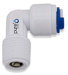 Pure One EF020-A Quick-Fitting - 1/4 AG auf 1/4 Zoll Schlauch mit Rückschlagventil. Ausführung: L-Stück | L-Form. Schlauch-Zubehör für Umkehr-Osmose