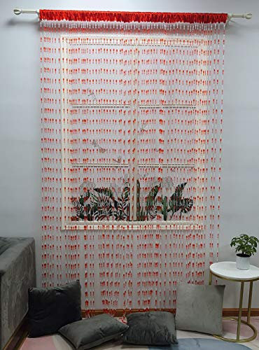 ZiDeTang Acrylic Beaded Door Curtain Décor Tassel Room Divider Curtain (Red, 300cm by 250cm)
