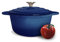 Cast Iron Pot with Lid Non-Stick Enamelled Casserole Dish - Oven Safe Heavy Duty Dutch Oven – 24cm Round – Blue 3.7L
